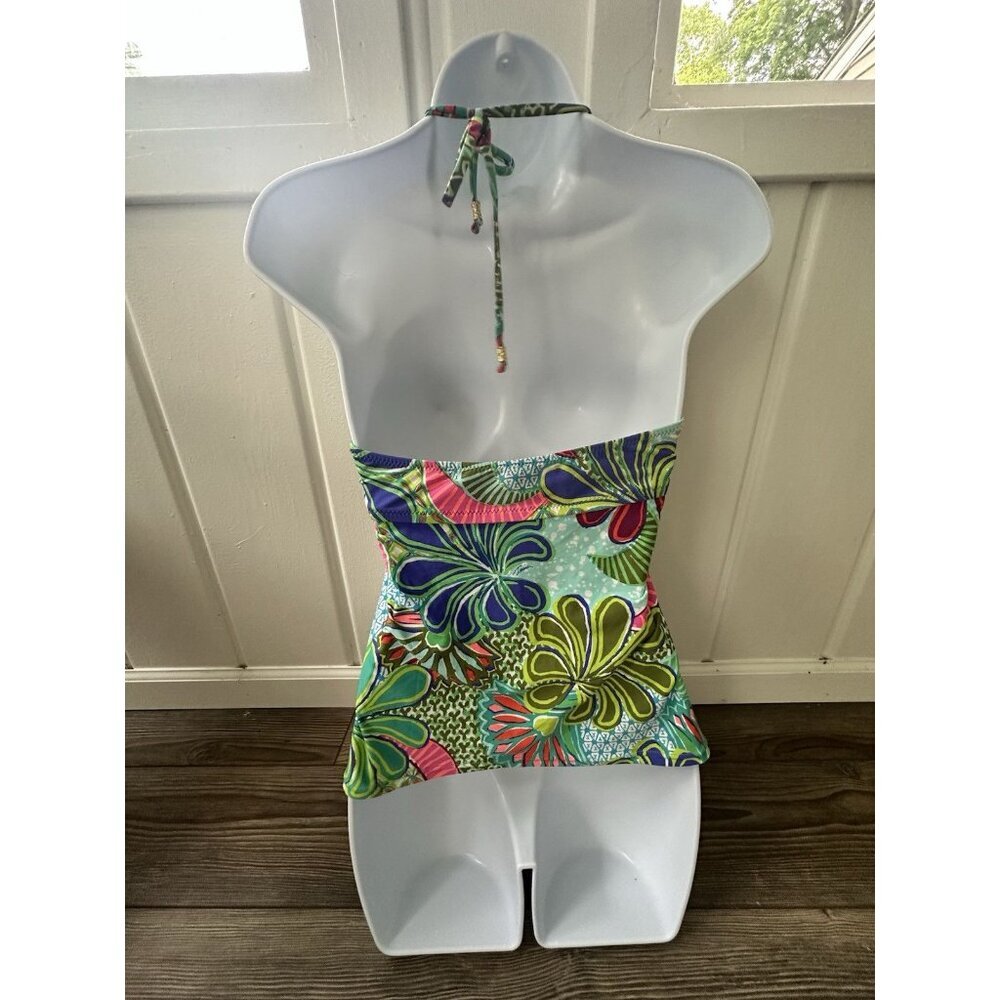 Trina Turk Zanzibar Multi Color Pattern Tankini Top Swimsuit Size 8 Bright - Picture 9 of 9